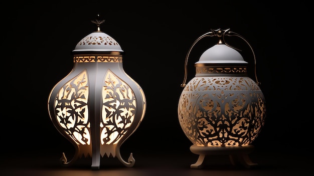 Lanterne blanche avec lampe bougie à décoration arabe