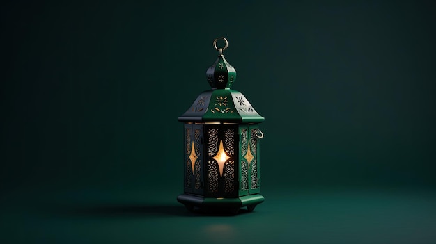 Lanterne bleue du Ramadan Ornement islamique Blurry Bokeh Arrière-plan