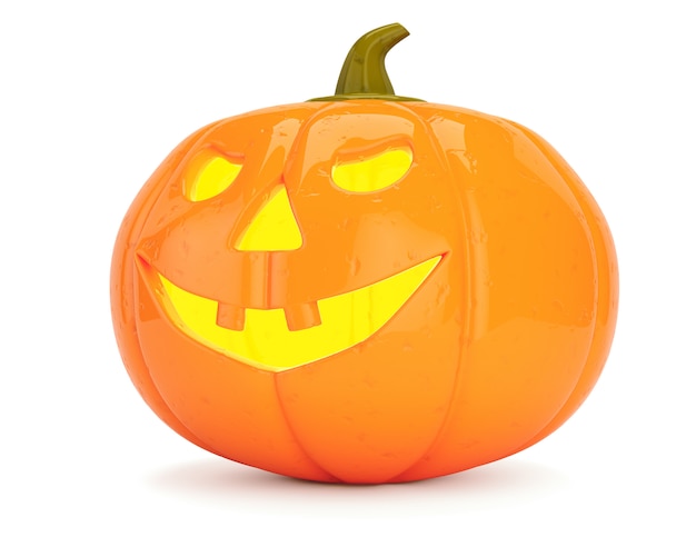 Une lanterne citrouille d'halloween sur fond blanc