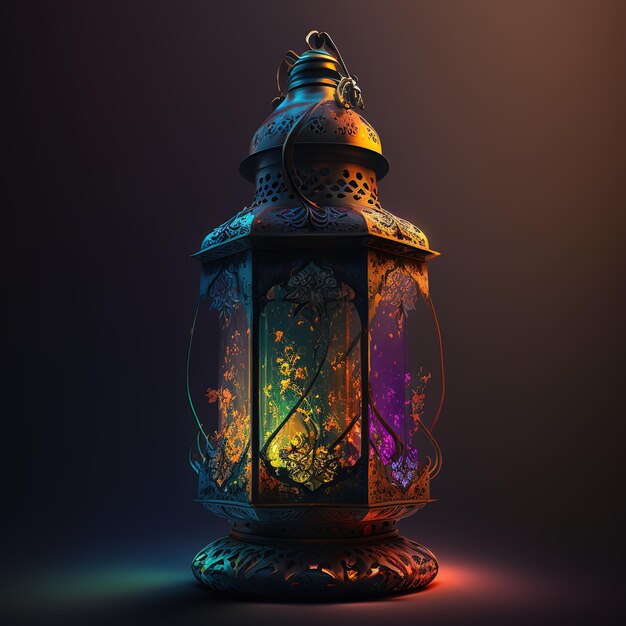 lanterne du ramadan avec des lumières colorées brillantes