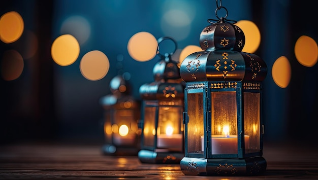 Lanterne du Ramadan Ornement islamique Blurry Bokeh Arrière-plan