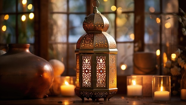 Lanterne du Ramadan Ornement islamique Blurry Bokeh Arrière-plan