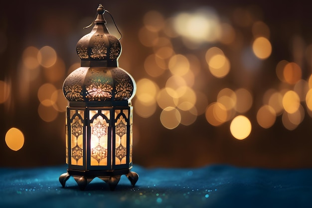 Photo lanterne fête du ramadan karim arrière-plan festif