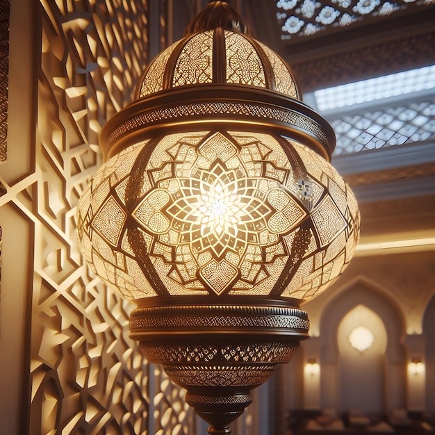 La lanterne islamique 3D est le papier peint du Nouvel An islamique Ramadan Kareem.