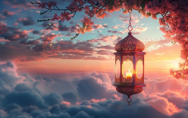 Lanterne islamique de célébration du Ramadan dans le style fantastique