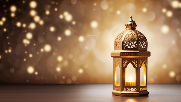 lanterne islamique de luxe doré célébration du ramadan kareem arrière-plan