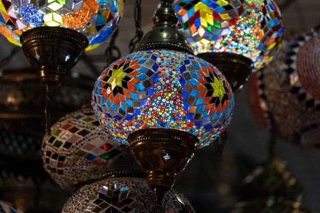 Lanterne de lampe colorée en verre arabe