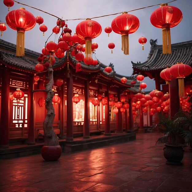 Lanterne à lampion rouge Année lunaire chinoise dans la célébration traditionnelle du festival de la ville chinoise