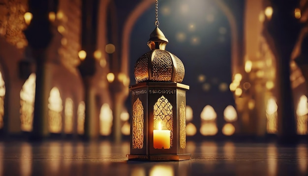 Photo lanterne de la mosquée islamique ramadan kareem avec ai génératif