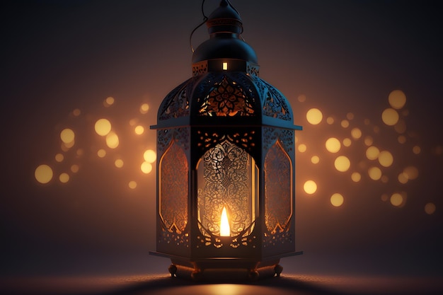 Photo une lanterne avec les mots ramadan dessus