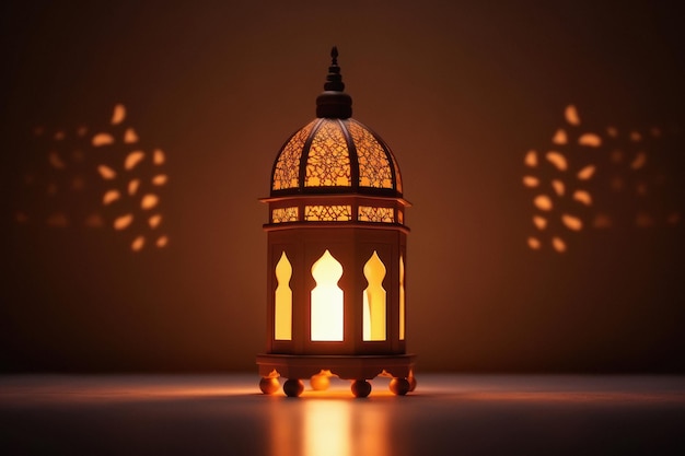 Lanterne ornementale arabe ou islamique sur fond flou clair