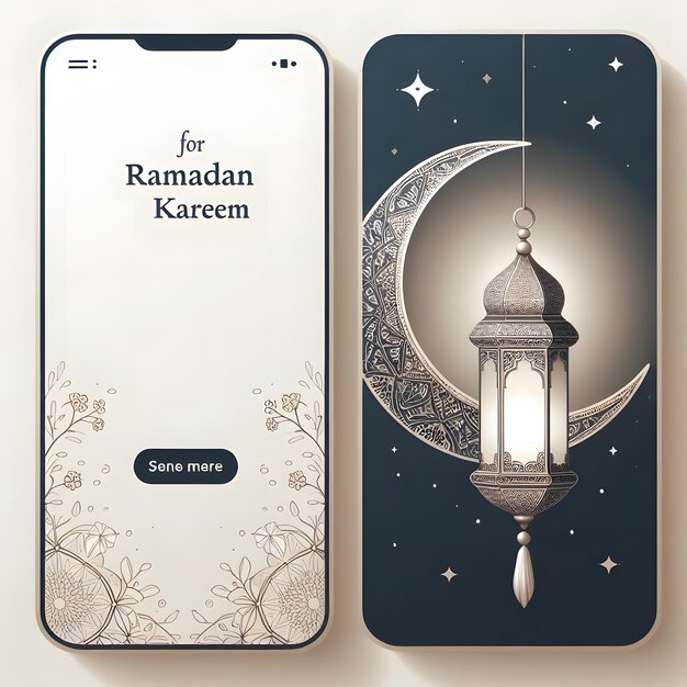 Photo la lanterne de ramadan kareem est une post-story d'illustration instagram avec un magnifique croissant.