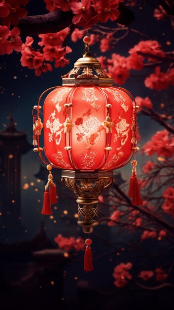 Lanterne rouge chinoise symbolisant le bonheur au Nouvel An chinois