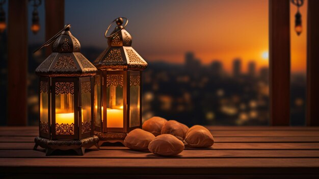 Lanternes et dates préparées pour le ramadan