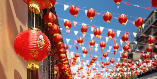 Lanternes du nouvel an chinois dans le quartier chinois