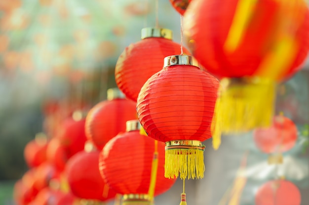 Lanternes du nouvel an chinois dans la ville de Chine