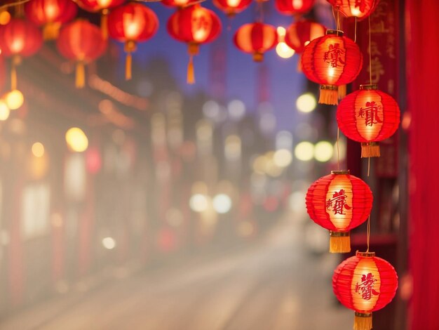 Lanternes du Nouvel An chinois sur fond de quartier chinois avec espace de copie