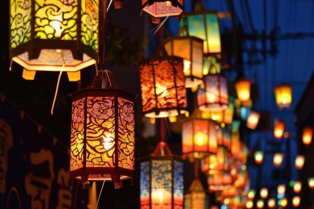 Lanternes éclairées au festival de Tanabata