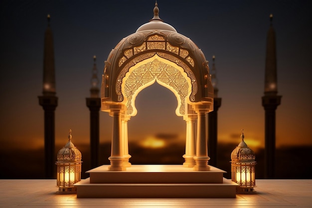 lanternes ornées nuit arrière-plan islamique moderne lanternes papier peint du ramadan brillantes générées par l'IA