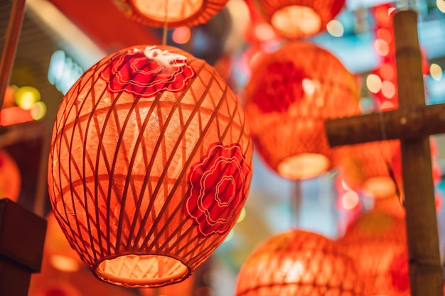 Lanternes rouges chinoises pour le nouvel an chinois