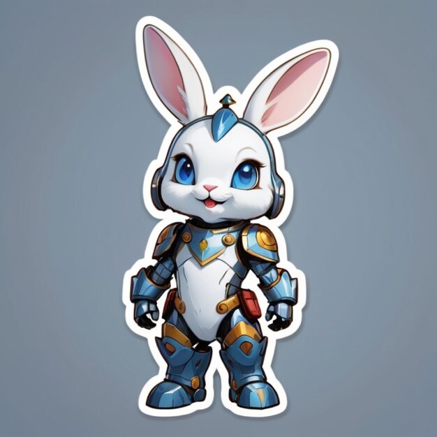 Un lapin adorable portant un casque avec une armure de cyborg