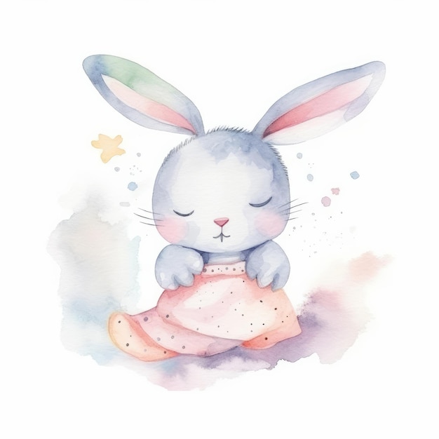 Lapin aquarelle mignon Illustration AI GenerativexA