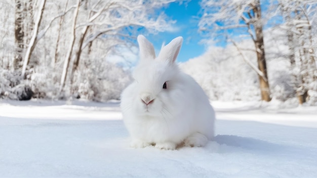 Photo un lapin assis sur un blanc isolé