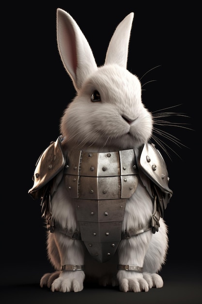 Un lapin blanc dans une armure