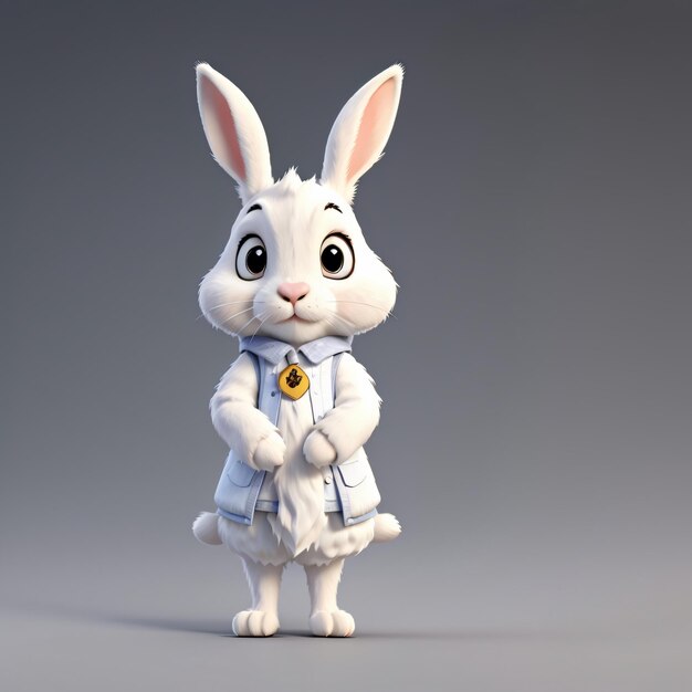 Photo un lapin blanc sur un fond blanc