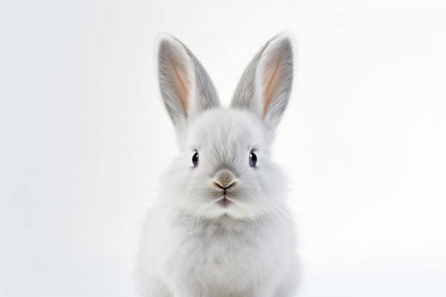 Un lapin blanc sur fond blanc