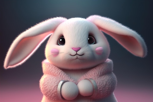 Lapin blanc de pâques est un dessin animé mignon