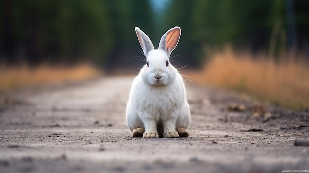 Lapin blanc sur le sol IA générative