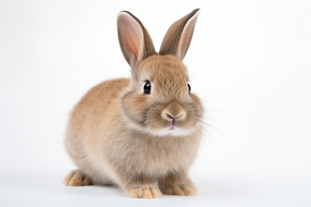 Un lapin brun avec un fond blanc