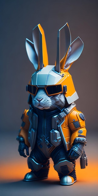 Un lapin avec un casque