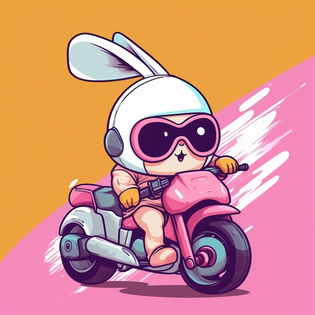 lapin cool à moto