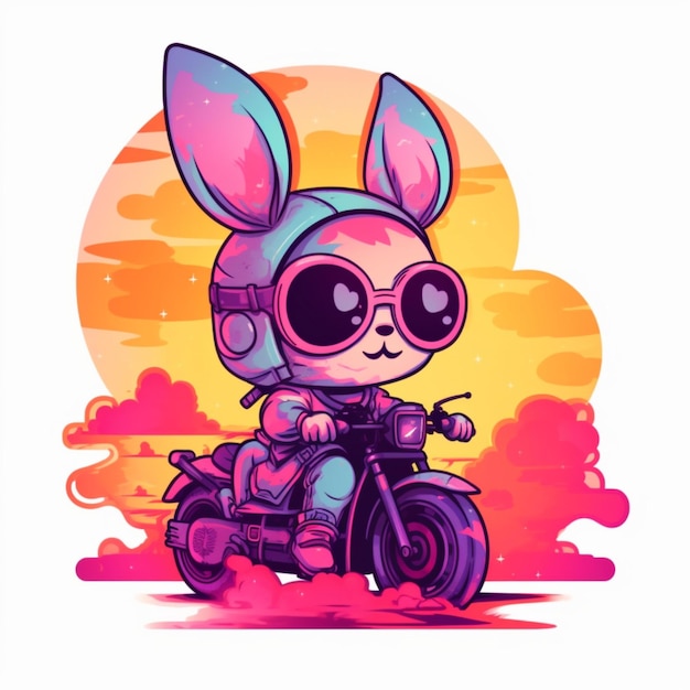 lapin cool à moto