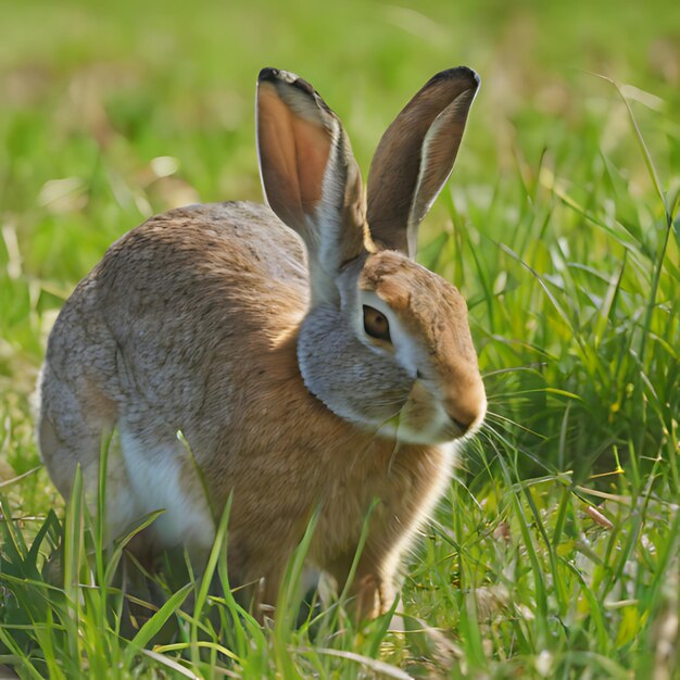 un lapin dans un champ avec le nom dessus