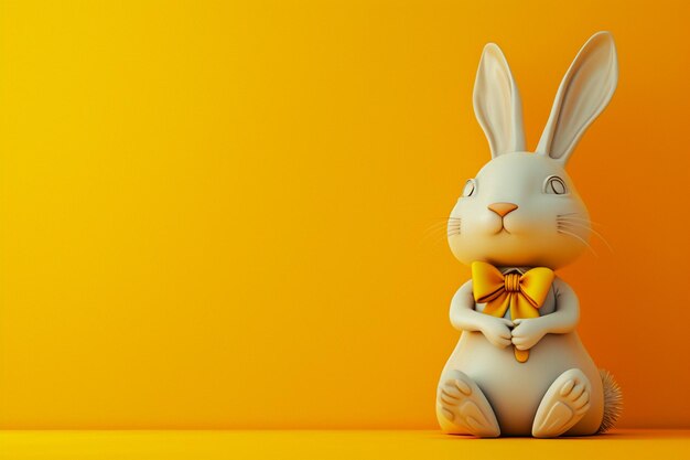 Le lapin dans le concept de Pâques dans le style d'illustration 3D sur un fond coloré