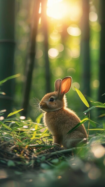 Un lapin dans la forêt naturelle.