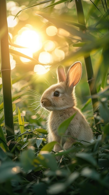 Un lapin dans la forêt naturelle.