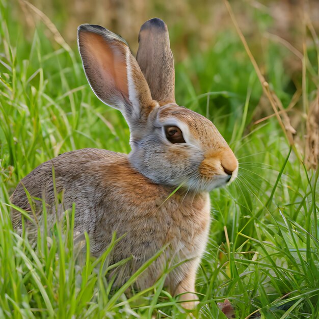 un lapin dans l'herbe avec le nom dessus