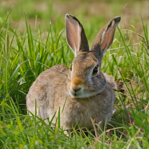 Photo un lapin dans l'herbe avec le nom dessus