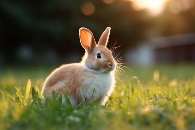 Un lapin dans l'herbe