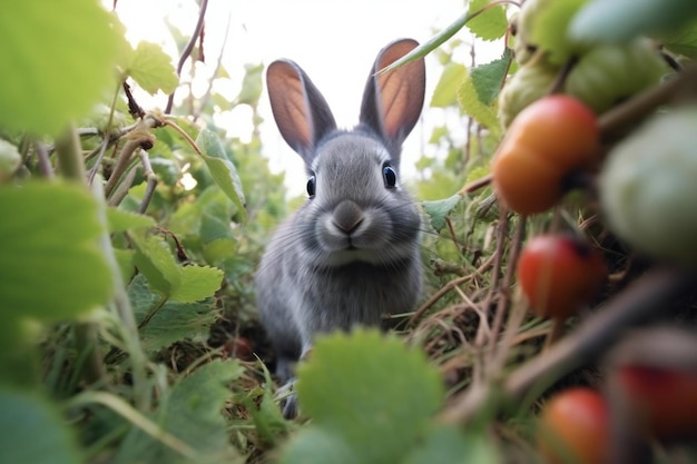 Lapin dans le jardin mise au point sélective DOF peu profond