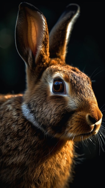 Un lapin dans le noir