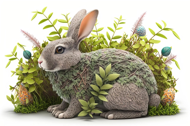 Un lapin dans une scène d'herbe