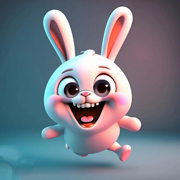 Un lapin de dessin animé avec de grands yeux et de grands yeux.