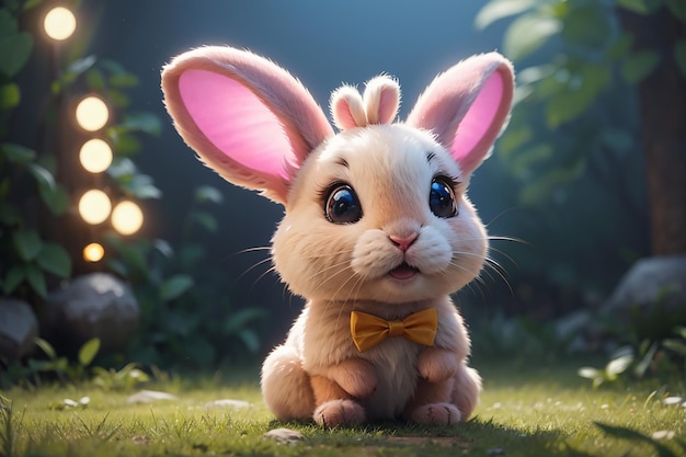 Lapin de dessin animé mignon généré par IA