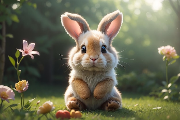 Lapin de dessin animé mignon généré par IA