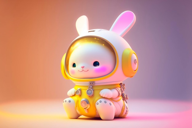 Lapin de l'espace mignon avec un casque d'astronaute génératif par AI Technology